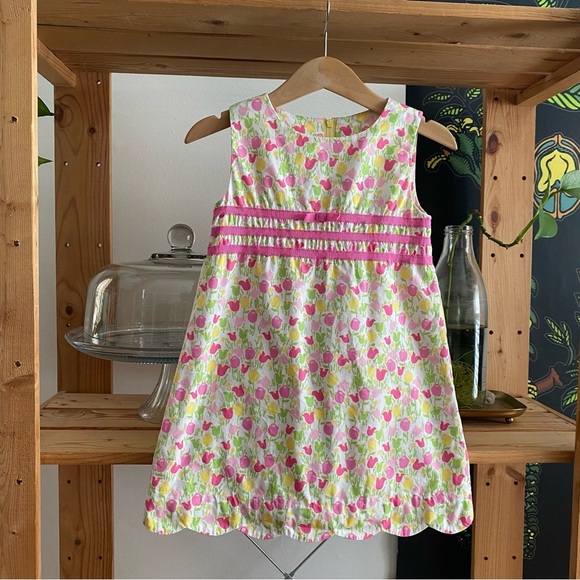 Lilly Pulitzer Vintage Pink Yellow Tulip Print Shift Dress 2t - Picture 2 of 11